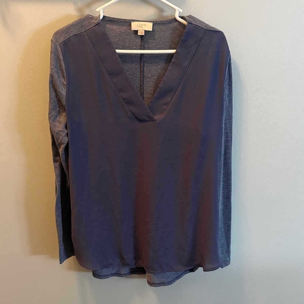 LOFT Deep Blue V-Neck Blouse